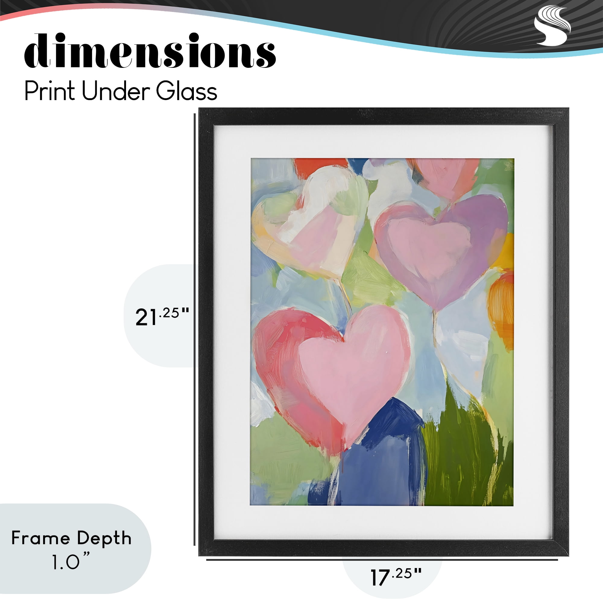 Stupell Industries Pink Hearts Abstraction Black Framed Print Under Glass, design by The Prints Vibe