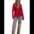 thumbnail image 1 of Camisas de Satén con Lazo Frontal para Mujer, Blusas de Seda con Escote en V Profundo para Discoteca, Blusa de Larga Y2K para Salir Rojo XS, 1 of 8