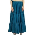 thumbnail image 5 of Bimba Women's Casual Wear Solid Crinkle Tiered Cotton Wrap Skirt- Teal Blue, 5 of 6