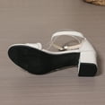 thumbnail image 6 of Womens Court Shoes Mid Heel Chunky Dress Sandals Open Toe Ankle Strap Heel Fashion Wedding Party Comfort Dress Sandals Shoes White 5.5, 6 of 7