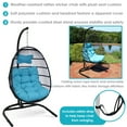 thumbnail image 3 of Sunnydaze Julia Polyethylene Wicker Egg Hanging Chair with Cushions and Stand, Blue, 3 of 8