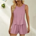 thumbnail image 2 of PBFRDSJ Cotton Pajamas for Women Set 2 Piece Soft Tank Top & Shorts Solid Color Sleeveless Sleepwear for Home Travel, 2 of 5