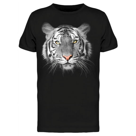 Smartprints Mens Graphic Tee - Close Up Portrait Of White Tiger - Regular Fit 100% Cotton