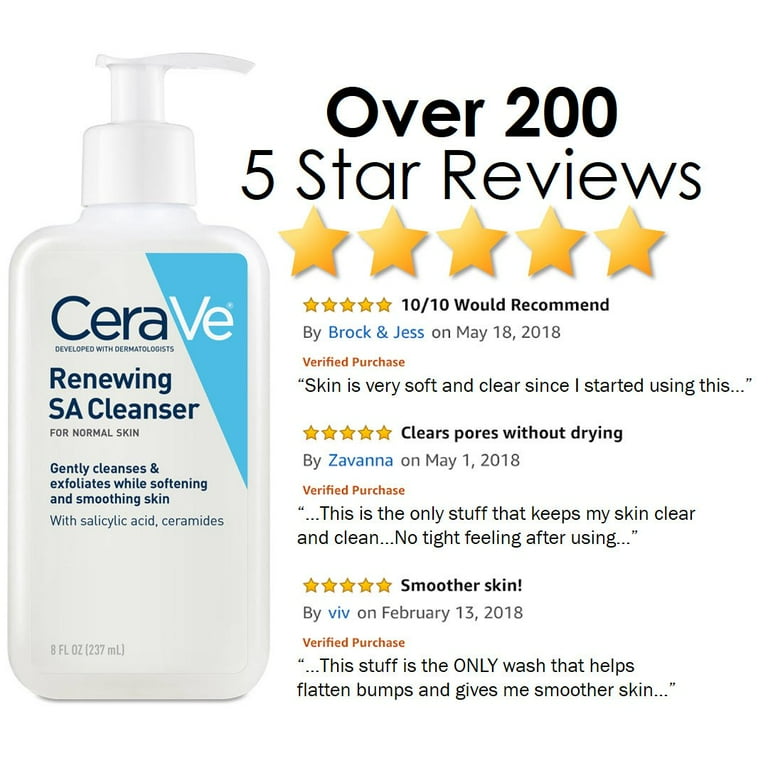 CeraVe Salicylic Acid Cleanser 8 Ounce Renewing Exfoliating