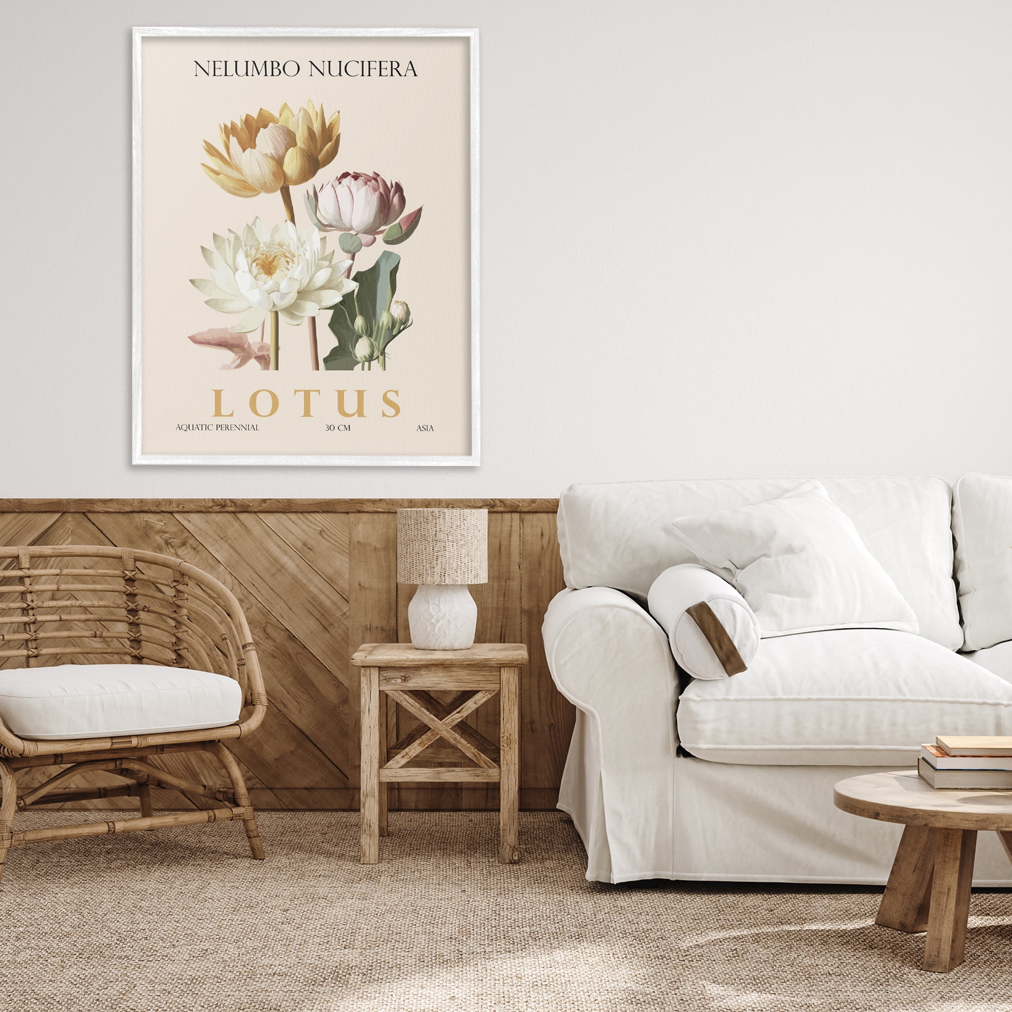 Stupell Industries Natural Lotus Bundle White Framed Giclee Art, design by Christopher Giampietro