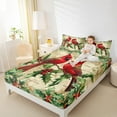 thumbnail image 4 of Feelyou Christmas Red Robin Bed Sheets, Poinsettia Leaf Plant King Sheets, Vintage Western Fashion Sheet Set, Breathable Home Decor, 4-Piece, 4 of 7