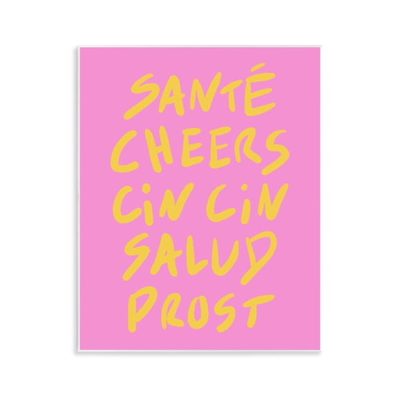 Stupell Industries Contemporary Multilingual Cheers on Pink Wall Plaque Art, 11 x 14, by House of Lulu