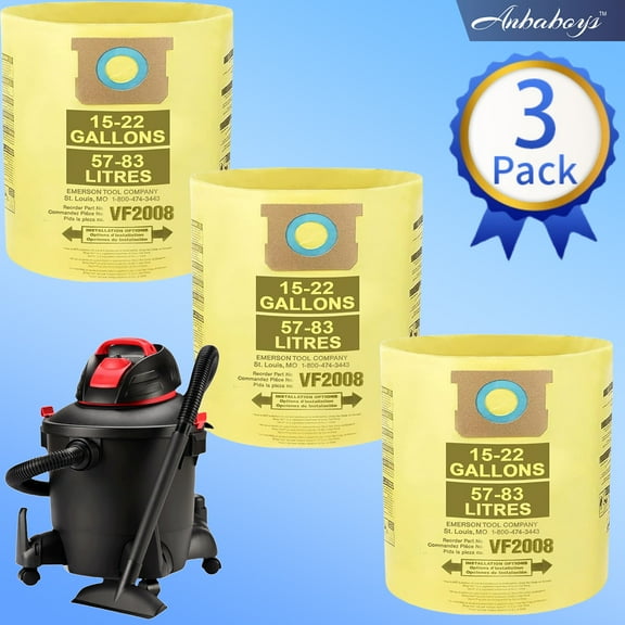 Anbaboys 3-Pack,90673 ,Type J -15-22 Gallon High Efficiency Disposable Filter Bags ,Compatible with Shop-Vac 15-22 Gallon Wet/Dry Vacuum Cleaners