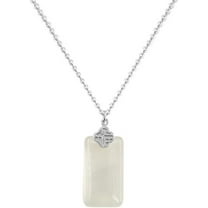 14K Gold Chinese Fu Pendant Necklace, Rectangular Natural Jade Charm, Elegant Jewelry Gift for Women