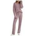thumbnail image 2 of Pajamas for Women Set 2025 Fall Winter Lounge Long Sleeve Crewneck Pullover and Pants Pjs Set Womens Pajama Sets, 2 of 6