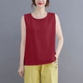 thumbnail image 2 of ZyeKqe Cotton Linen Tank Tops Womens Sleeveless Summer Causal Solid Color Loose Fitted Crew Neck Tees, 2 of 9