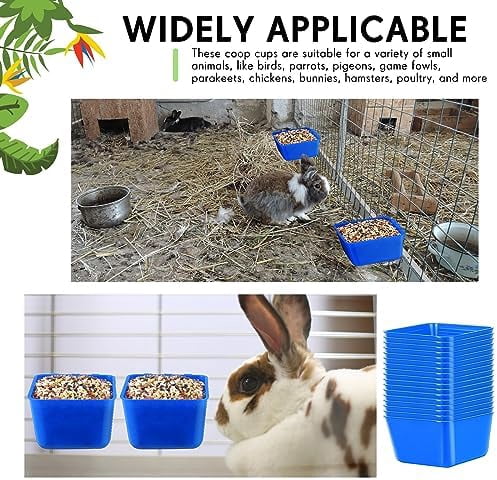 20 Pcs Chicken Water Feeder Cups 16 oz Pigeon Bird Feeder Cups Hanging Cage Chicken Water Cup for Pet Parrot Rooster Parakeet Bunny Gamefowl Poultry Wire Hutch(Blue)
