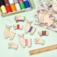 thumbnail image 4 of 24 bobinas de hilo de bordar de madera con forma de animales, 2 estilos, 2 tamaños, con forma de oveja y alpaca, para tarjetas y tablero de bobinado., 4 of 6