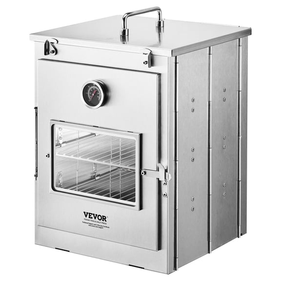 VEVOR Foldable Camping Oven, Stainless Steel Portable Camping Stove, with 3 Tier Grill, Handle and Thermometer, Use with Wood Burning Fire, Propane St