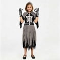 thumbnail image 4 of Krdevn Kids Grim Reaper Cosplay Costume, Skeleton Print Outfit with Gloves and Scythe for Halloween Stage Show,10-12 Years, 4 of 9