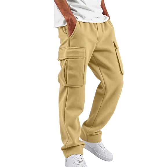 TOMVIGX Mens Hiking Cargo Pants Drawstring Straight Leg Elastic Waist Baggy Trousers Athletic Work Pants Casual Sweatpants