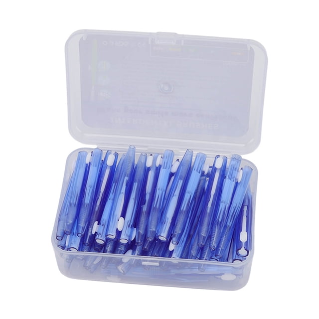 Interdental Brush, 60Pcs Multifunction Grade Nylon Wire Braces Brush With PP Handle For Orthodontic Care Blue