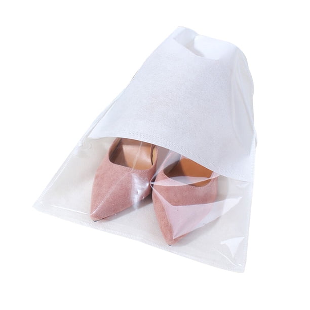Bolsas organizadoras de ropa con cordón transparente, no tejidas, para guardar ropa, viajes, ahorradoras de espacio (blancas), 10 unidades