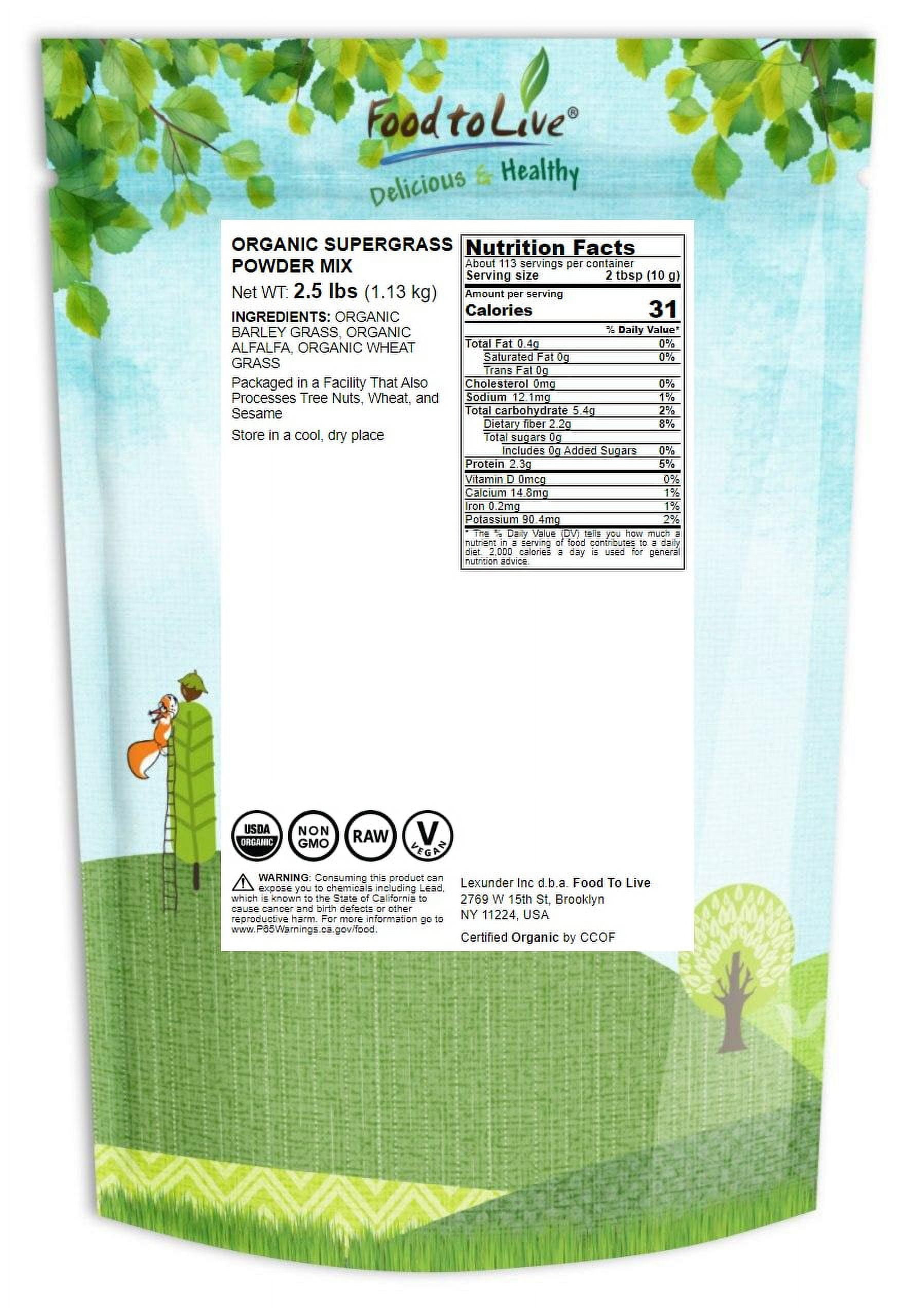 Organic SuperGrass Powder Mix, 2.5 Pounds — Non-GMO, Kosher, Vegan, Raw — by Food to Live