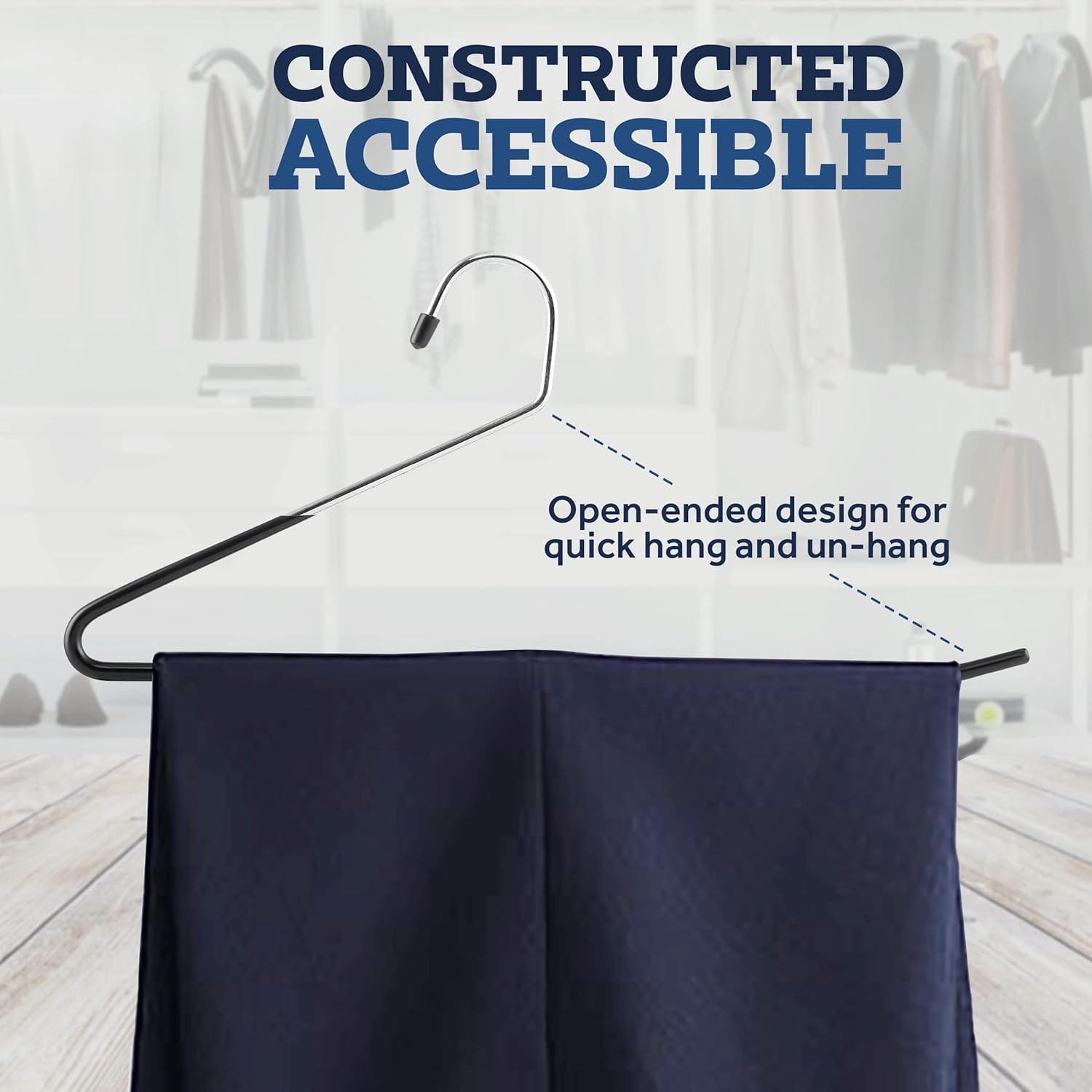 Pants Hangers Non Slip - Open Ended Pants and Jean Hangers for Closet - Space Saving Clothes Hanger - Strong, Durable, Metal Pant Hangers