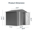 thumbnail image 3 of Asofer 8×6 FT Galvanized Metal Storage Shed, Lockable Double Door, Weatherproof Outdoor Garden Shed, Dark Grey, 3 of 10