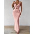 thumbnail image 5 of Women'S Two Piece Outfits Twist Front Halter Tops and Skirt Summer Set Pink L, 5 of 9