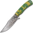 thumbnail image 3 of Wild Turkey Handmade 9.5" Green Viper Handle Damascus Outdoor Hunting Knife, 3 of 5