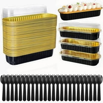 QKURT 72pcs Mini Loaf Pans with Lids and Spoons 200ML Aluminum Foil Baking Tins for Bread Muffin, Black
