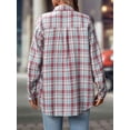 thumbnail image 2 of Women'S Button Down Shirt Plaid Shirt Long Sleeve Lapel Business Casual Tops Work Shirt Red & Blue S, 2 of 8
