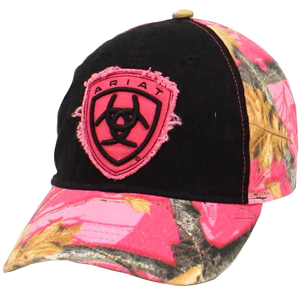 ARIAT WOMENS LADIES COWGIRL ADJUSTABLE BASEBALL CAP CAM SHILED BLACK PINK