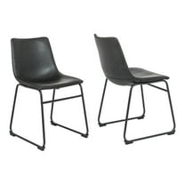 Pemberly Row 17.5" Faux Leather Dining Chairs in Black (Set of 2)