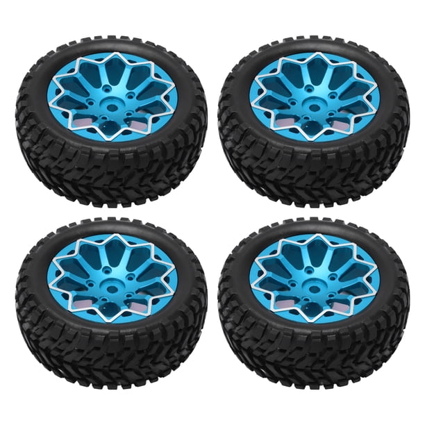 Neumático De Goma RC, Conducción Suave 4 Piezas / Juego Amortiguación Fuerte 1/10 Neumáticos De Rueda De Automóvil RC Llantas De Aleación De Aluminio Con Textura Profunda ANGGREK Azul