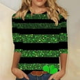 thumbnail image 2 of Yteetum 3/4 Length Sleeve Womens Tops Oversized Crewneck St Patricks Day Shamrocks Graphic Print T Shirt Womens Casual Plus Size Round Neck Loose Irish Festivities Three Quarter Sleeve Shirt, 2 of 6