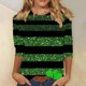 thumbnail image 4 of RKSTN 3/4 Length Sleeve Womens Tops Oversized Crewneck St Patricks Day Lucky Shamrocks Graphic Print T Shirt Womens Casual Plus Size Round Neck Loose Irish Festivities Three Quarter Sleeve Shirt, 4 of 6