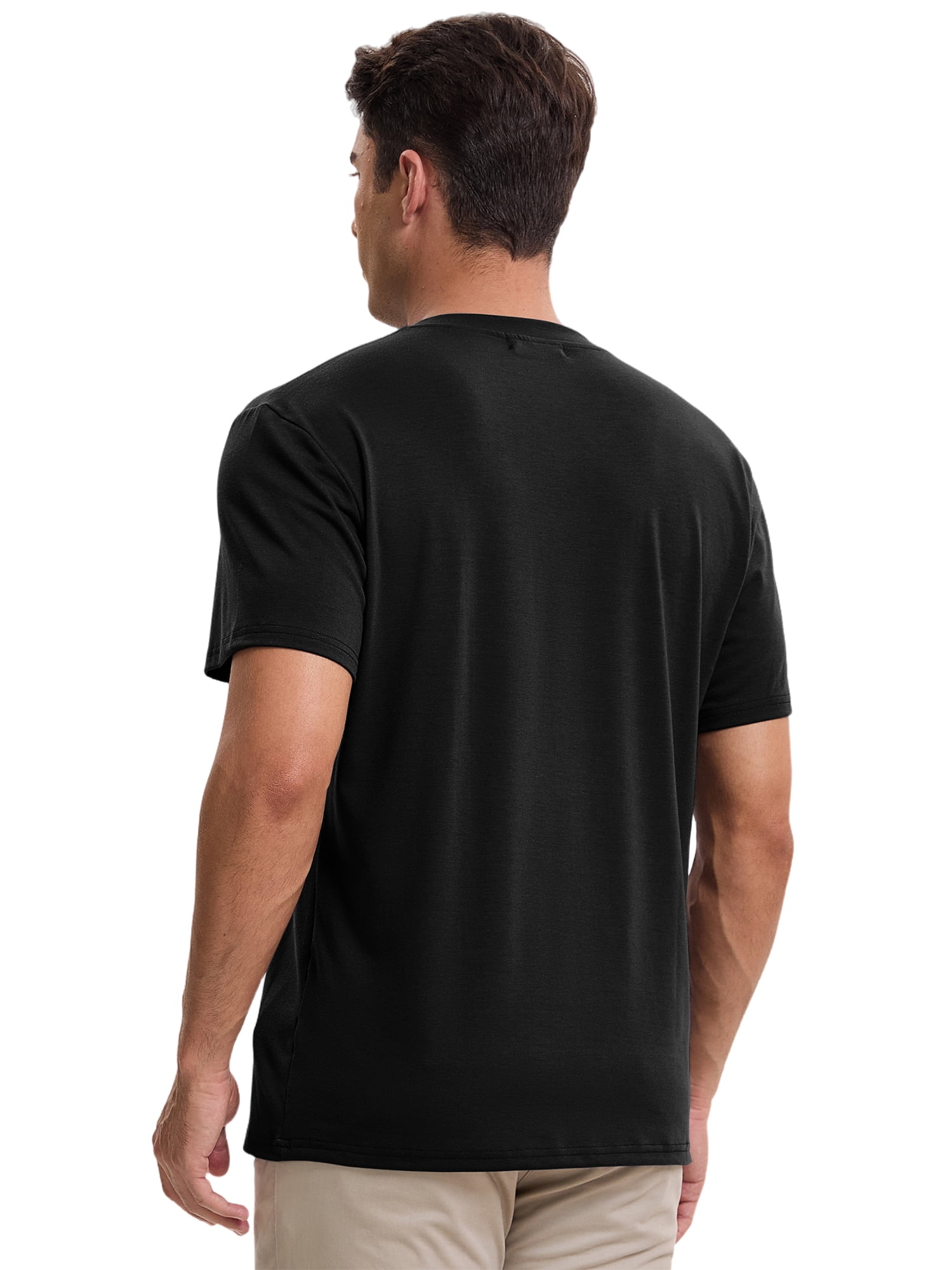 DARING DIVA Men's Casual Summer Short Sleeves Button Henley Basic Tee S Black