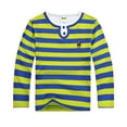 thumbnail image 2 of Toddler Boy Fall Shirts 4t Crew Neck Striped Button Closure Long Sleeve Shirts for Toddler Boys Comfy Preppy Tops Toddler Baby Boy Clothes 13-14 Years（Light Green）, 2 of 4