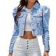 thumbnail image 5 of Pntutb Mujer Moda Casual Botón Manga Larga Sin Capucha Denim Outwear tops Blusa Pntutb Pntutb-330, 5 of 6