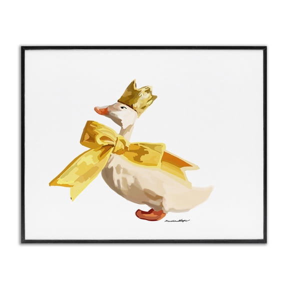 Stupell Industries Cottage Royal Duck with Bow Black Framed Giclee Art, 14 x 11, by Amelia Noyes