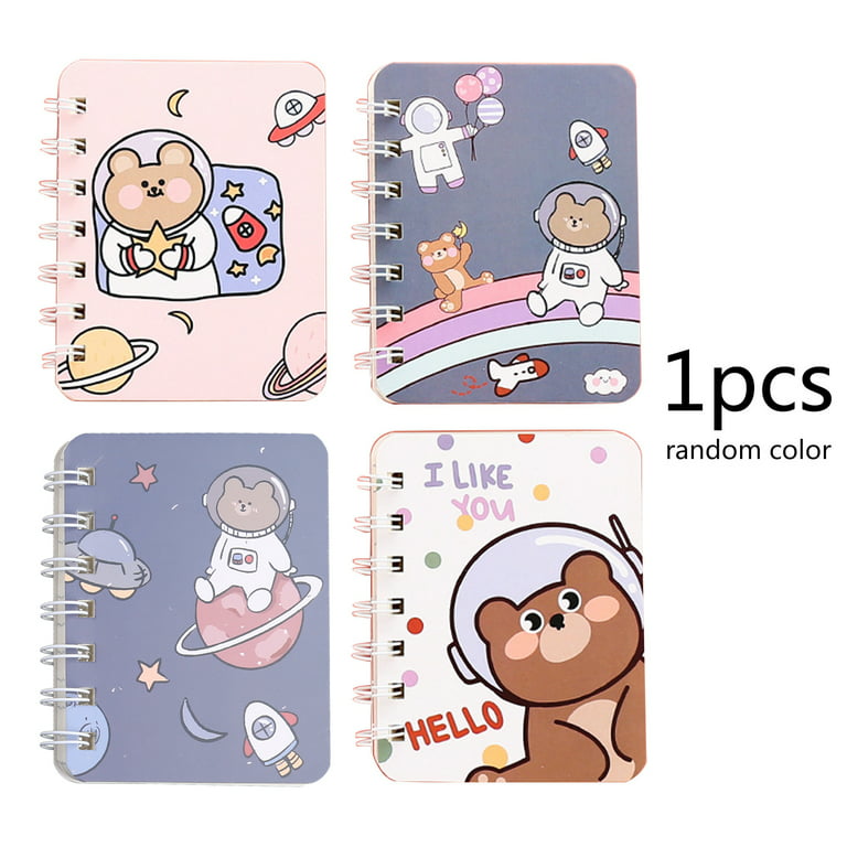 Cute Kawaii Notebook With Tiny Face Bear Popcorn Cartoon Design Print  Spiral Kawaii Notebook for Students Teachers Travelers Kawaii Animals 
