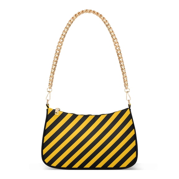 Print Tote Bag for Women Black Yellow Shape Shoulder Bag Shoulder Handbags Chain Strap
