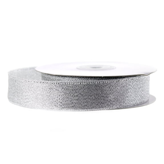 Metallic Taffeta Christmas Ribbon, 7/8-inch, 25-yard, Silver