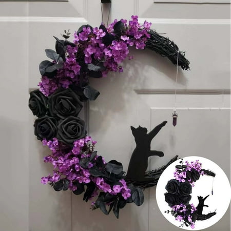 

Zonghong Moon Cat Wreath Moon Moon Home Decoration Cat Lover Ornaments Window Light Merry Christmas for Front Door Front Door Christmas Lights Fall Topiary Christmas for Outdoor Decorations Summer