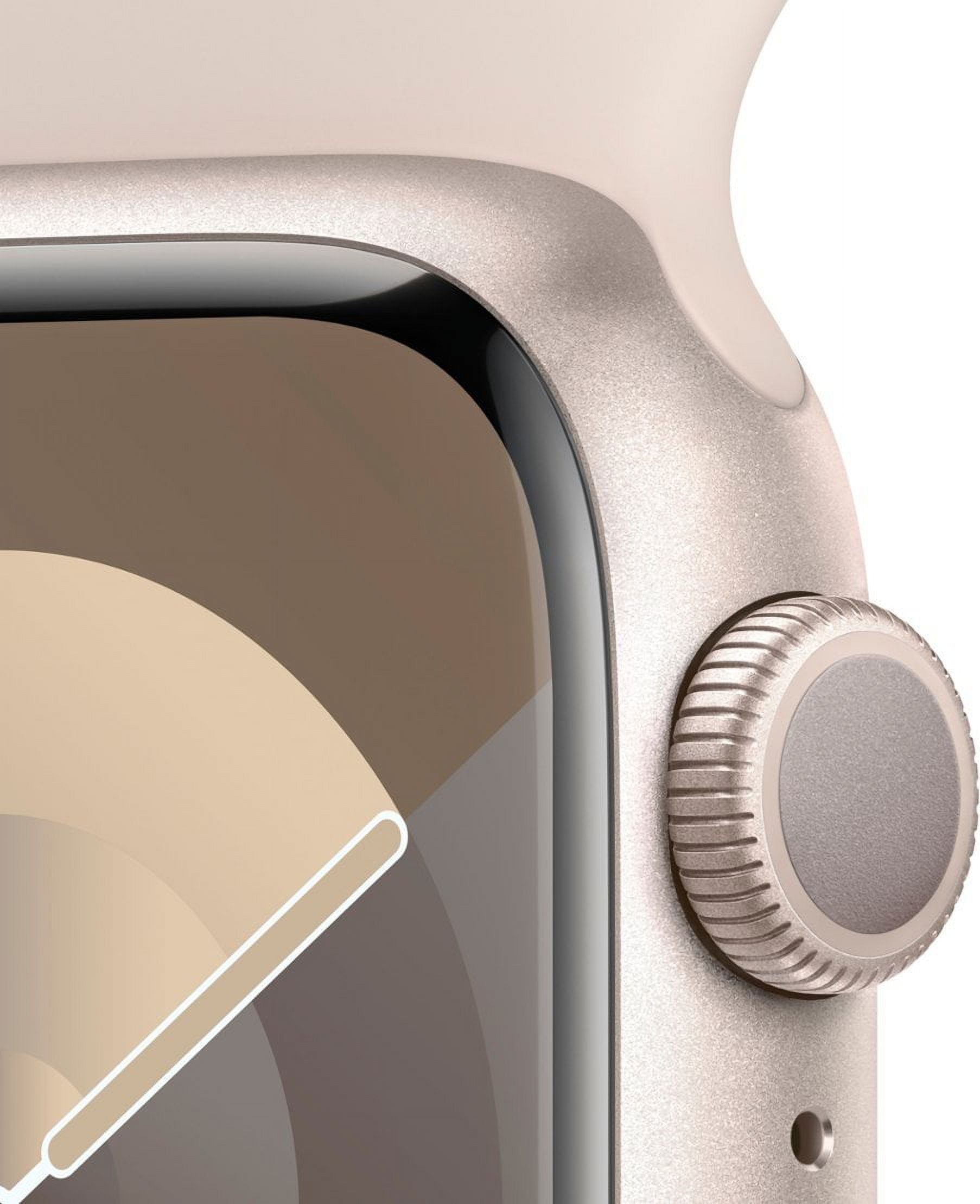 Restored Apple Watch Series 9 GPS 45mm Starlight Aluminum Case with Starlight Sport Band - M/L (Refurbished)