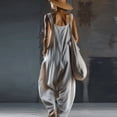 thumbnail image 5 of Women's Harem Jumpsuit V Neck Sleeveless Harem Overalls Stretchy Adjustable Strap Romper with Pockets Light Gray S, 5 of 6
