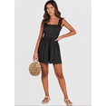 thumbnail image 6 of Women's Summer Casual Smocked Rompers Square Neck Sleeveless Loose Shorts Jumpsuit Beach Vacation Outfits, 6 of 6