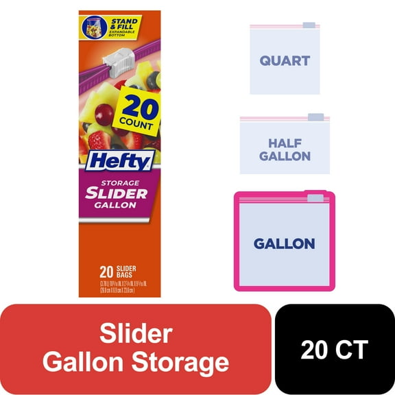 Hefty Slider Kitchen Storage Bags, gallon Size, 20 Count