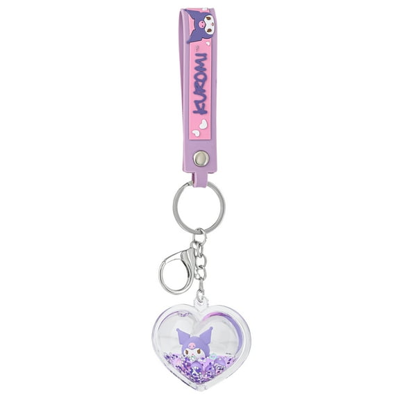 Sanrio Kuromi Heart-Shaped Purple Liquid Keychain with Glitter
