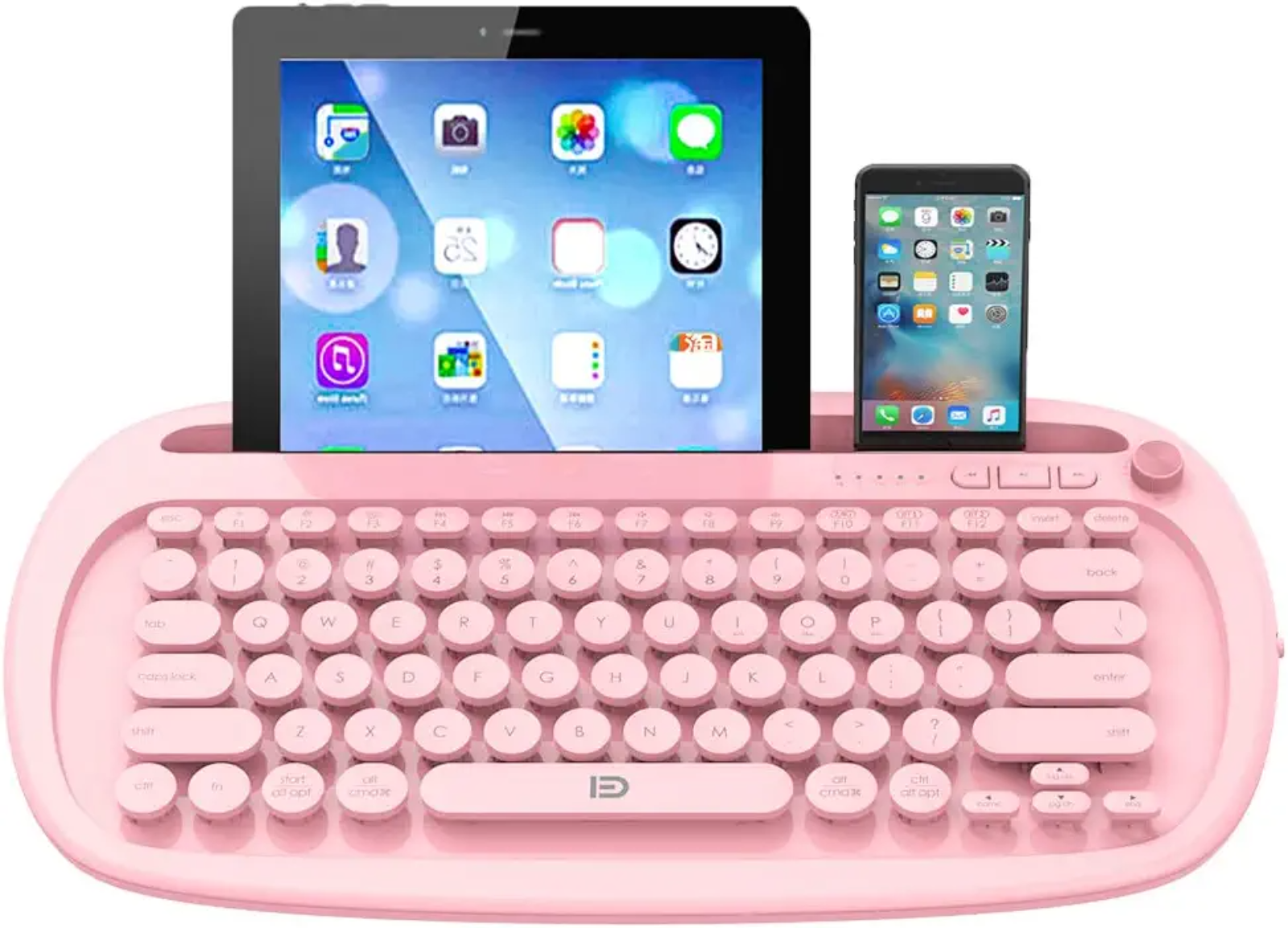 Bluetooth Keyboard, Typewriter Style 2.4G Wireless Keyboard with Phone Stand Holder, UltraThin