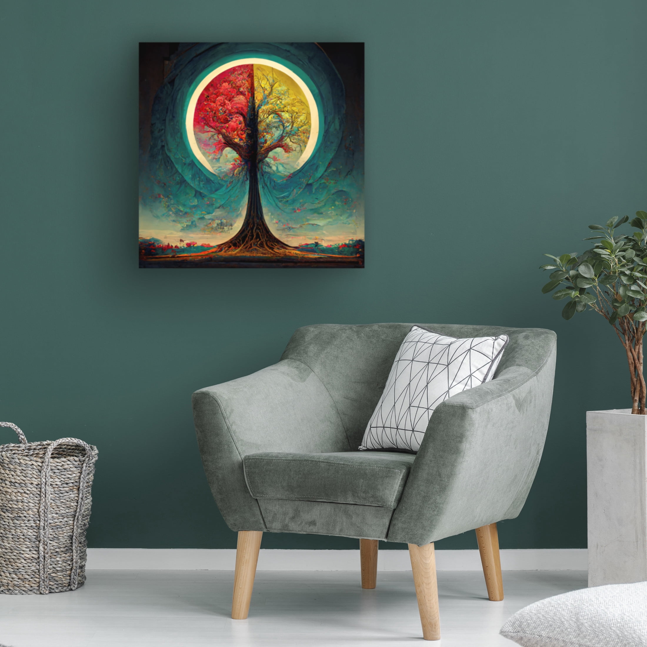 Canvas Wall Art - Ray Heere 'Tree Of Life 9' Wall Art for Living Room, Bedroom, or Office Décor by Trademark Fine Art - 35 x 35 Inches