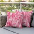 thumbnail image 2 of Outdoor Waterproof Pillow Covers Modern Pink Painting Texture Decorative Throw Pillow Protectors,Pillowcase Cushion Cases for Patio Sofa Garden Couch,16x16in,Pack of 2, 2 of 14